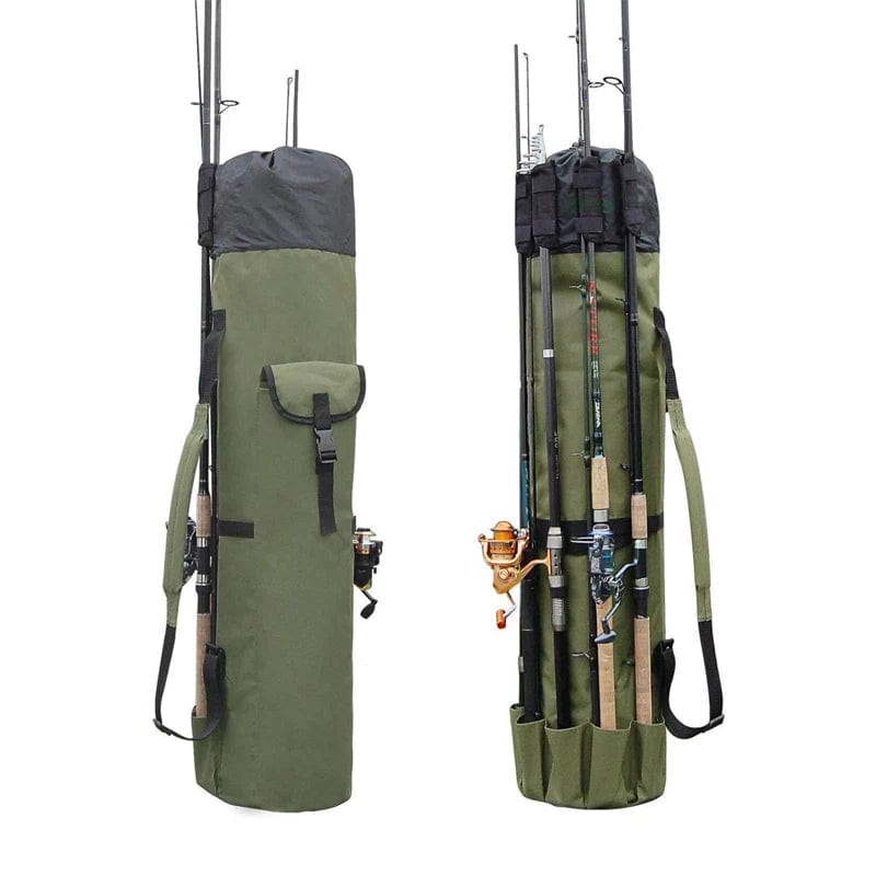 Portable Fishing Rod Pole Holder & Tackle Bag - Fishing Gear Organizer Travel Case